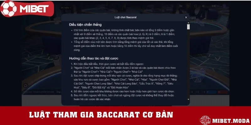 Bộ luật chơi bài Baccarat siêu đơn giản